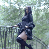 Goth chick Ann Darcy flashing her nice butt outdoors