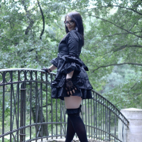 Goth chick Ann Darcy flashing her nice butt outdoors