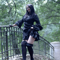 Goth chick Ann Darcy flashing her nice butt outdoors
