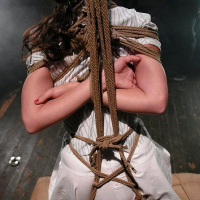 Lielani getting hogtied and gaged for strapon fuck by Nikki