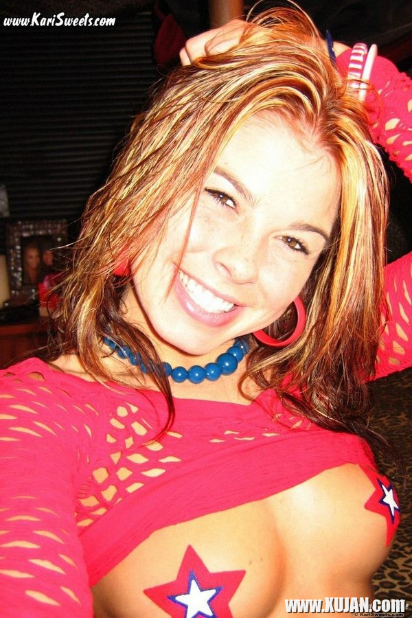Naughty Kari Sweets topless with star nipple stickers - Photo #2176861