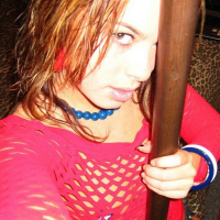 Naughty Kari Sweets topless with star nipple stickers