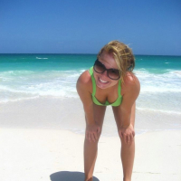 Kari Sweets in Puerto Rico enjoing some beer in a bikini