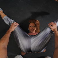 Melanie Gold gets stretched out doing some Yoga