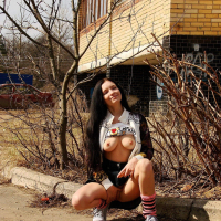 Nasty Julia toying her hot shaved Pussy in Public