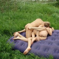 Nasty Julia gets pleasured in outdoor three way Sex