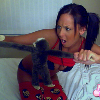 Ashley strips out of her cute lil pjs and plays with her monkey