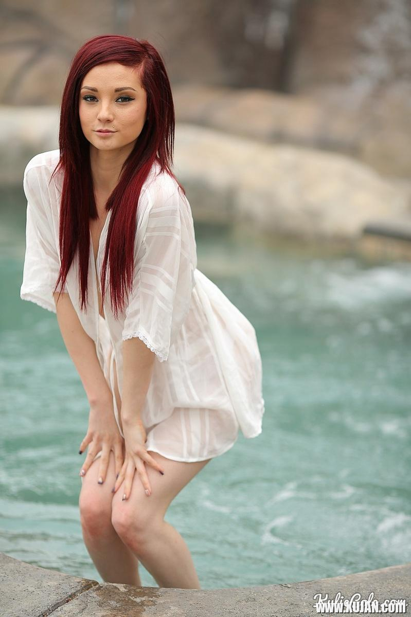 Redhead teen Kylie Cole goes for a dip in her panties - Photo #2247713