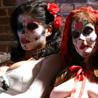 Cosplaying makes Latina Alexis Amore and pornstar Nikki Rhodes horny