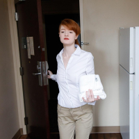 Redhead teen Abbey Rain gets fucked hard in her clothes