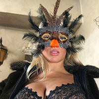 Busty Ines Cudna masturbating in a Venetian Mask