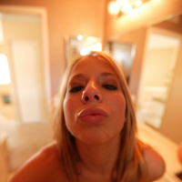 Ashley Jensen posing nude in the bathroom