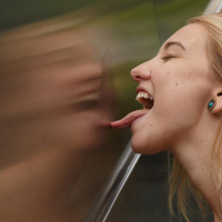 Blonde coed Lily Ivy gets naughty in public