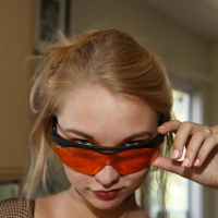 Blonde coed Lily Ivy gets goofy at home in her fishnet lignerie