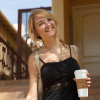 Sweet busty blonde flashing boobs