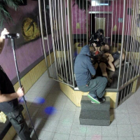 Amateur Lydia shares submissive in a BDSM threeway