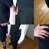 Amateur Lydia jerking off hard cock in close up scene