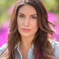 Slutty model August Ames posing showing amazing forms outside