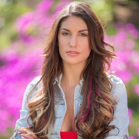 Slutty model August Ames posing showing amazing forms outside