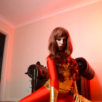 Stunning cosplay with a hot redhead Sophie Parker in the living room