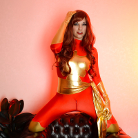 Stunning cosplay with a hot redhead Sophie Parker in the living room