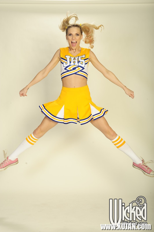 Busty cheerleader Jana Jordan gets naked to show her hairy cunt - Photo #2362896