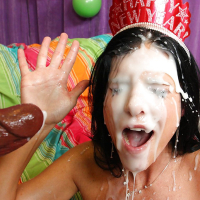 Gorgeous babe India Summer fits a monster cock with bukkake