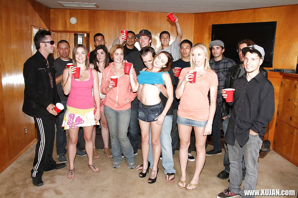 Slutty girls having fun at the drunk party with lascivious guys - Photo #2368274