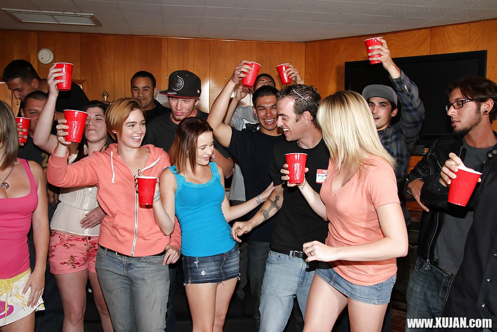 Slutty girls having fun at the drunk party with lascivious guys - Photo #2368276