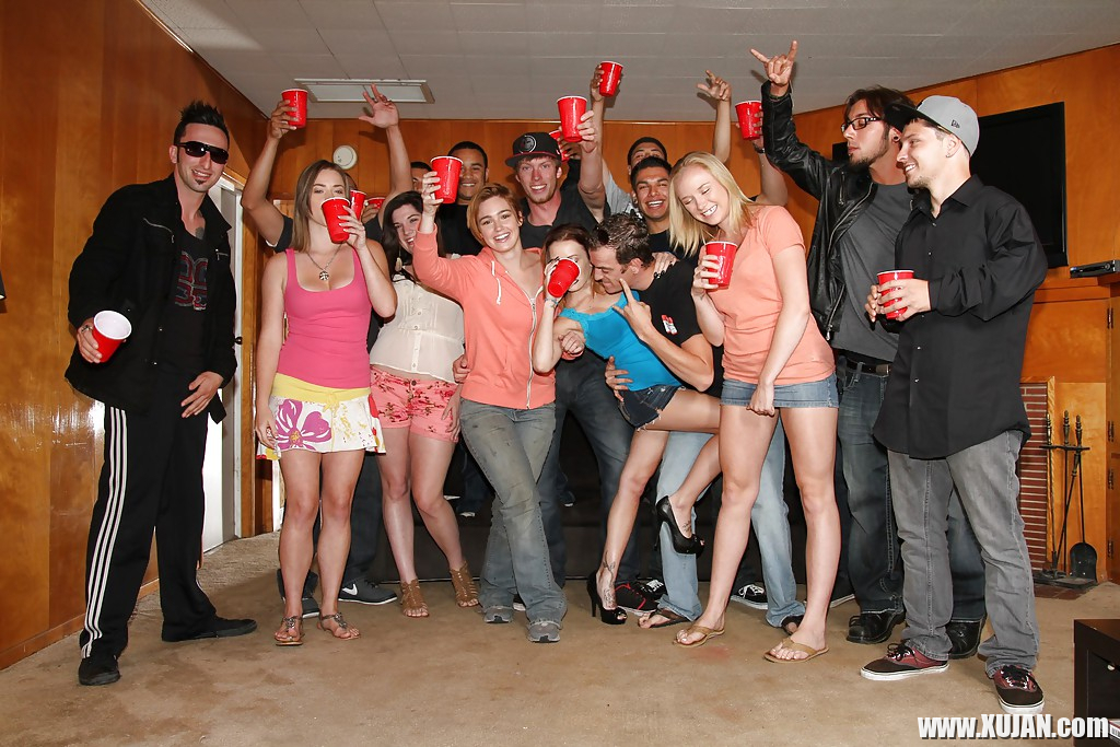 Slutty girls having fun at the drunk party with lascivious guys - Photo #2368277