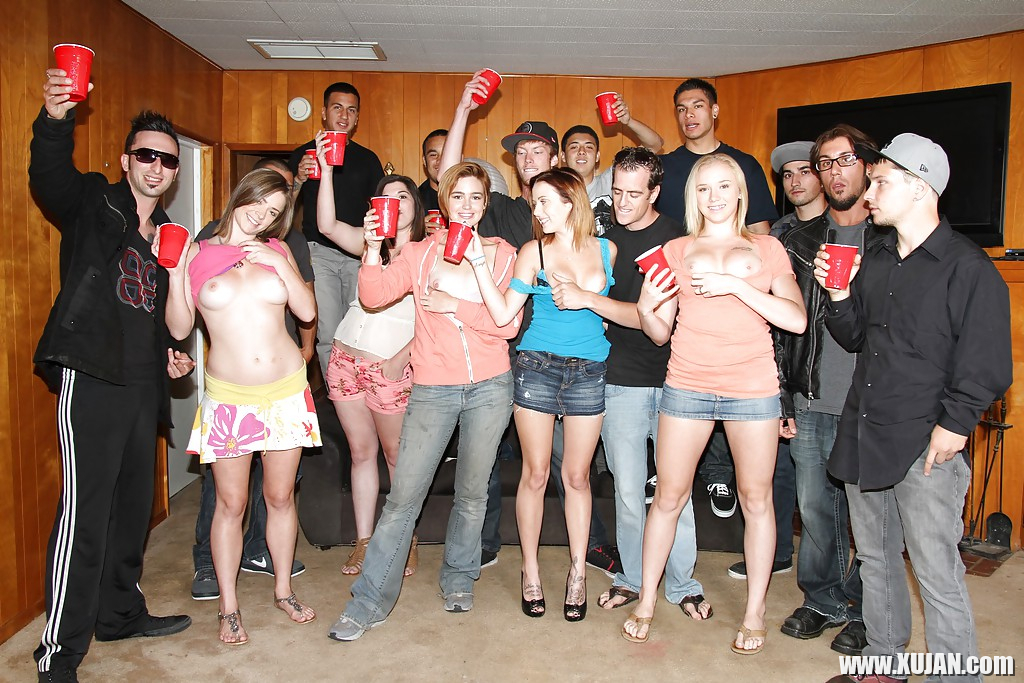 Slutty girls having fun at the drunk party with lascivious guys - Photo #2368278
