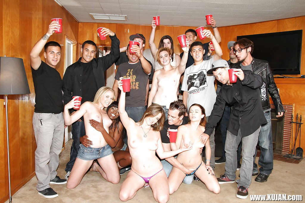 Slutty girls having fun at the drunk party with lascivious guys - Photo #2368289