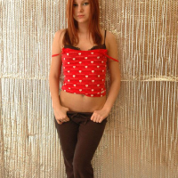 Redhead teen Kori teases in her PJs