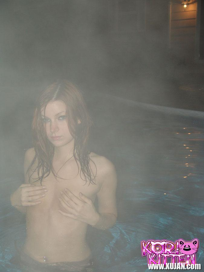 Redhead teen Kori taking a night time swim - Photo #2374045