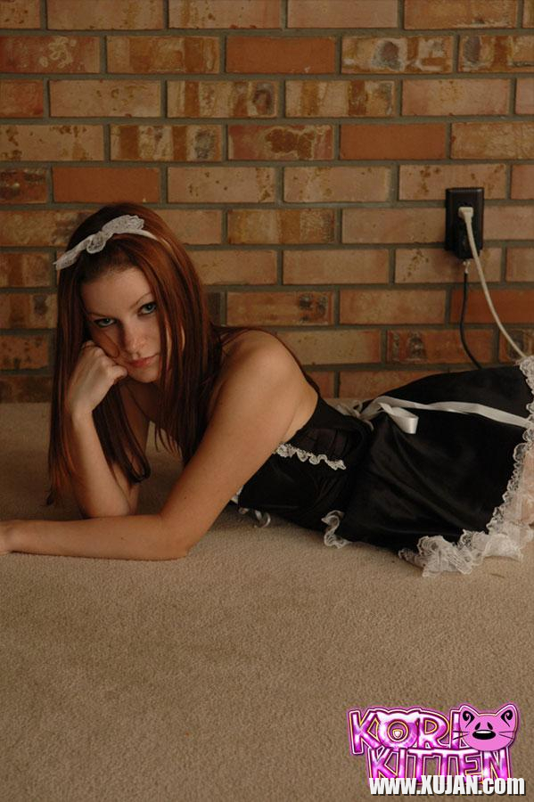 Redhead teen Kori Kitten gets naughty in her maid uniform - Photo #2374128