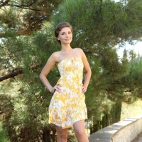 Shorthaired girl Galina A gets naked outside in Coentra