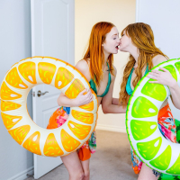 Hot and horny redhead stepsiblings Amber Stark and Scarlet Skies share dick
