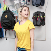 Blond MILF Kit Mercer gets caught stealing and pays back with fucking