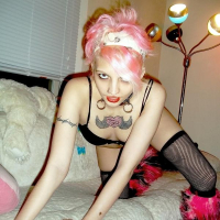 Alt teen Candy Ann strips in her lingerie