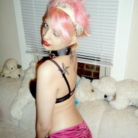 Alt teen Candy Ann strips in her lingerie