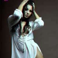3D Pics of Anetta Keys stripping off a wet TShirt