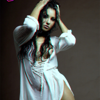 3D Pics of Anetta Keys stripping off a wet TShirt