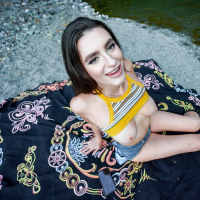 Cock hungry brunette babe Mia Taylor getting shagged hard outdoors