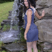 London River in polka dot dress dungeon bound for wet orgasms