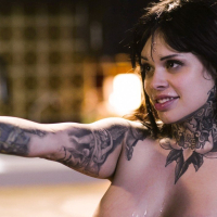 Dirty tattooed Xwife Karen wants to be face fucked by a masked man