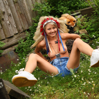 18yo Pinky June posing as indian outdoors