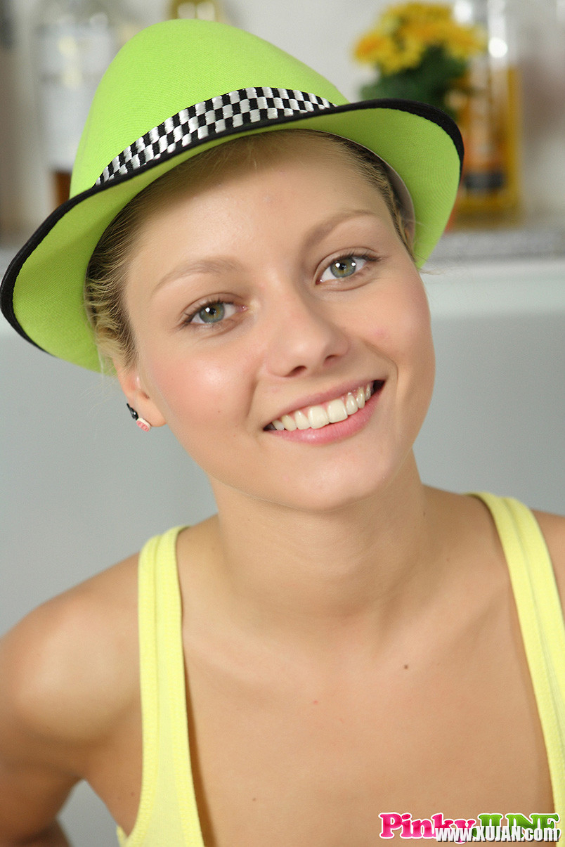 18yo beauty Pinky June stripping ans teasing in greenhat - Photo #2444358