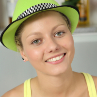 18yo beauty Pinky June stripping ans teasing in greenhat