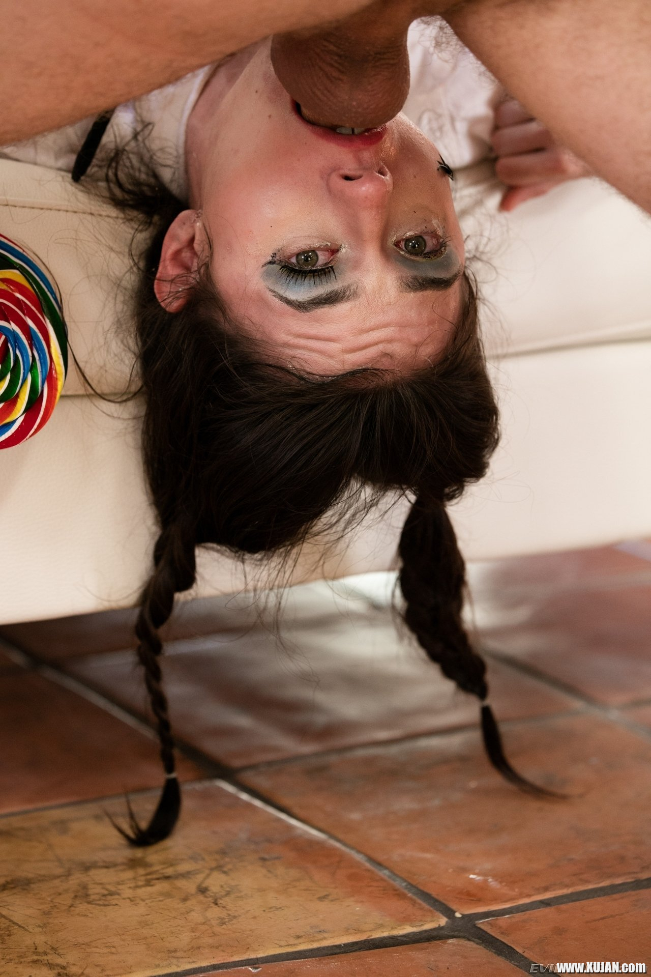 When her boyfriend ignores her gaptoothed pigtailed Lucie Cline enjoys teasing strange dudes on a hookup website Tattooed hipster Bryan Gozzling invites the adorable slut over to suck his cock When she arrives he gives her a lollipop and fingers her - Photo #2445128