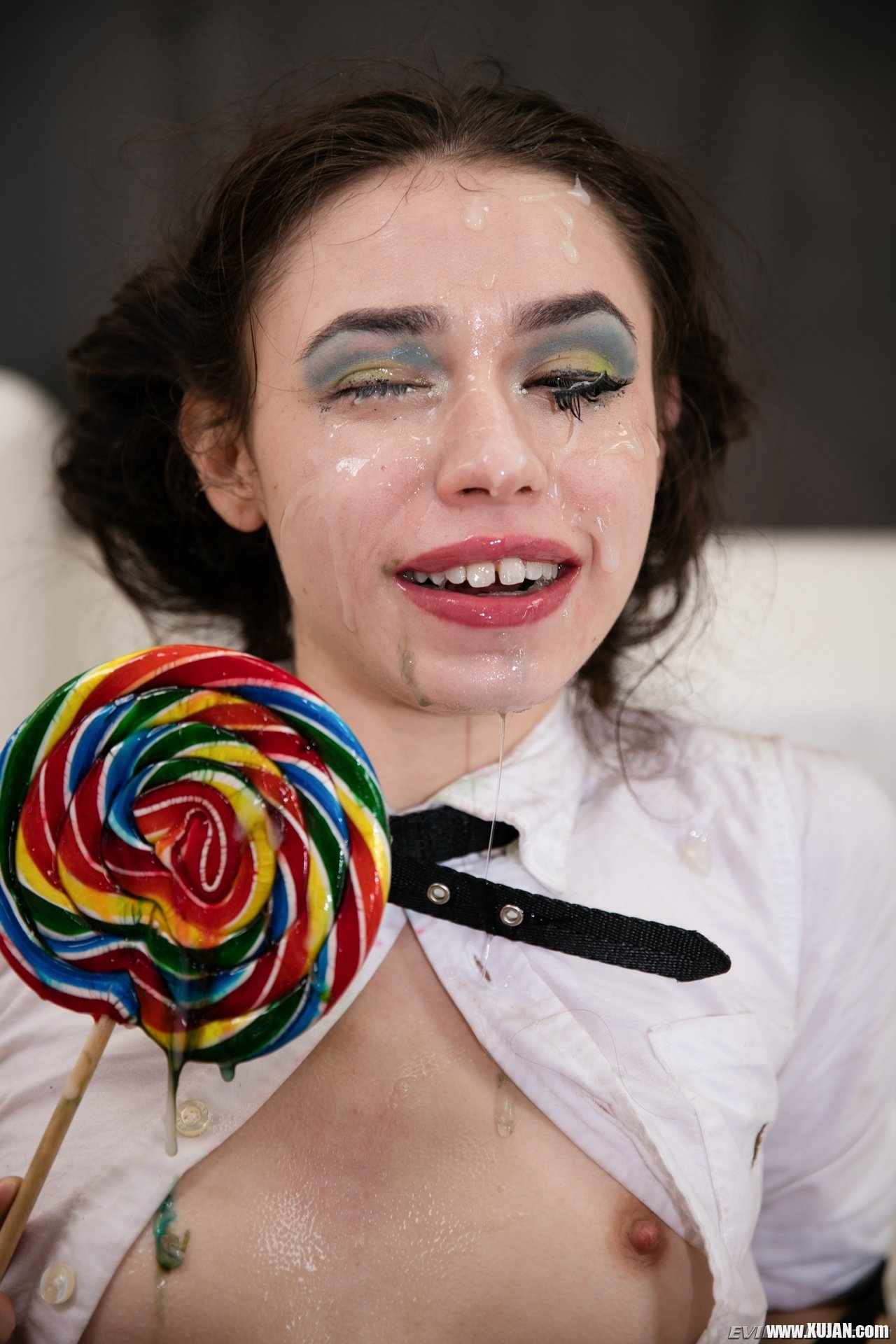 When her boyfriend ignores her gaptoothed pigtailed Lucie Cline enjoys teasing strange dudes on a hookup website Tattooed hipster Bryan Gozzling invites the adorable slut over to suck his cock When she arrives he gives her a lollipop and fingers her - Photo #2445129